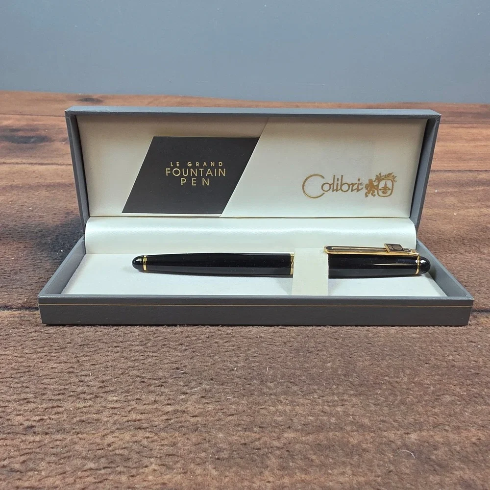 Colibri Le Grand Fountain Pen Mens OS Black Good AT&T Logo Gold Trim With Box
